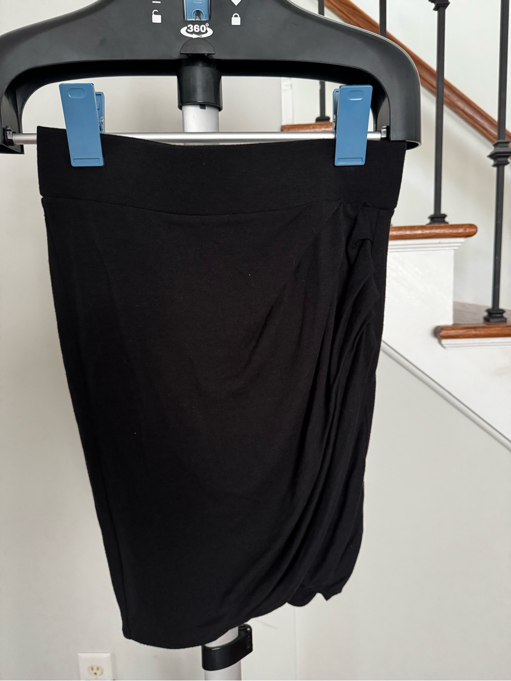 Helmut Lang Black Pencil Skirt with Draped Detail